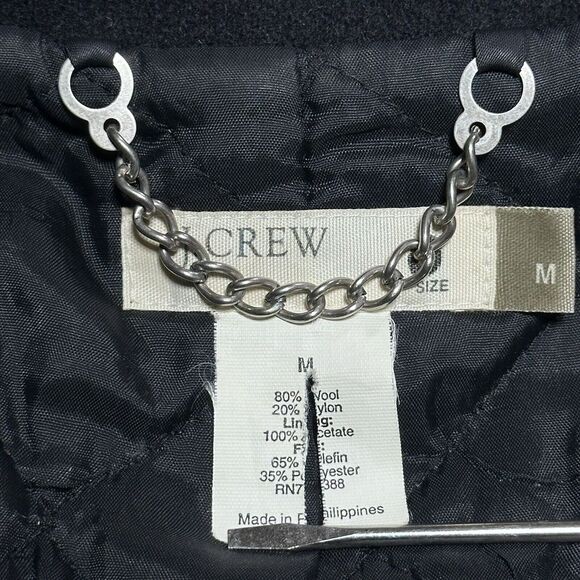 J‎ Crew Double Breasted Wool Blend Insulated Black Coat Women's Size Medium - Picture 11 of 16